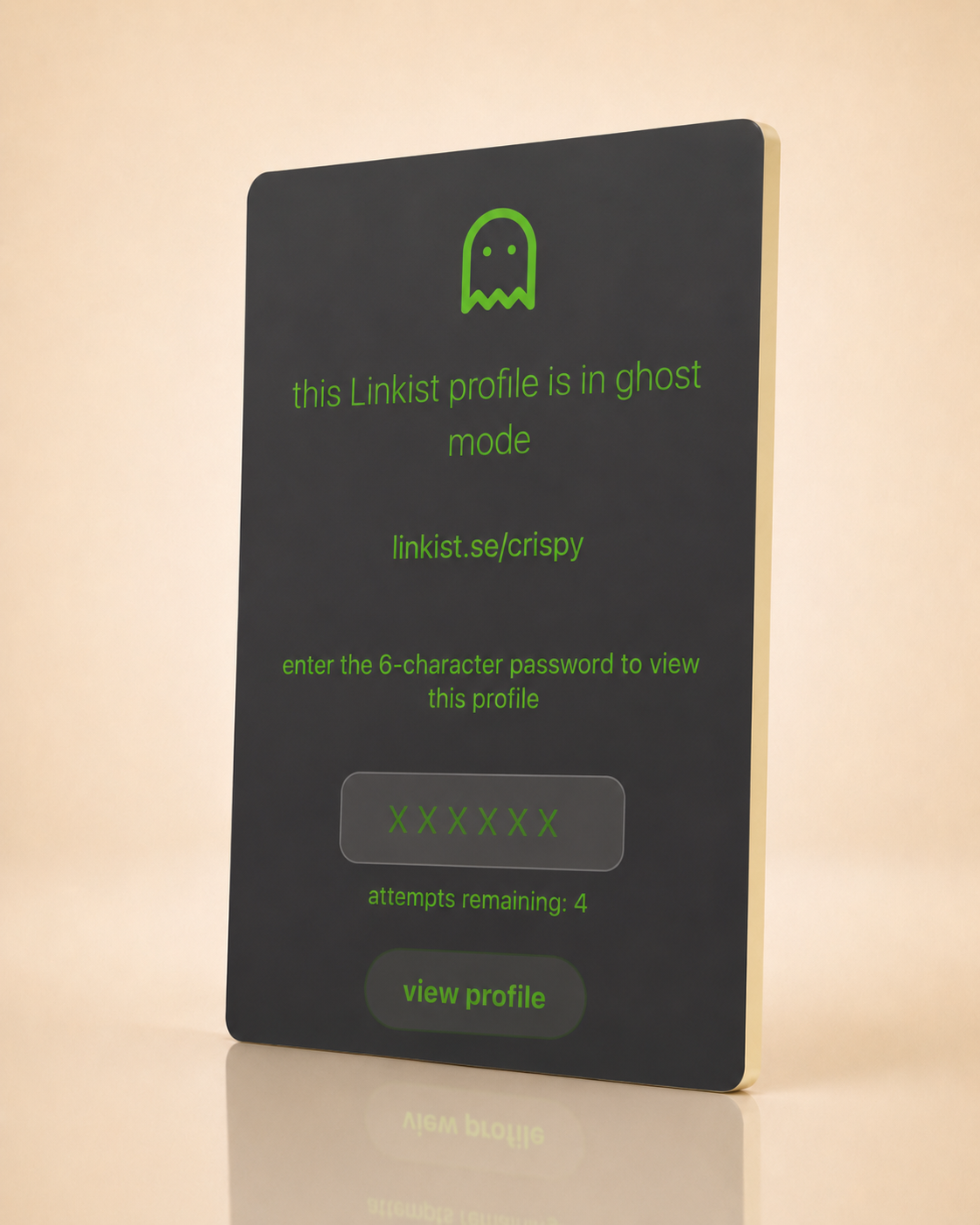 Linkist Ghost Mode privacy controls for a creator profile page