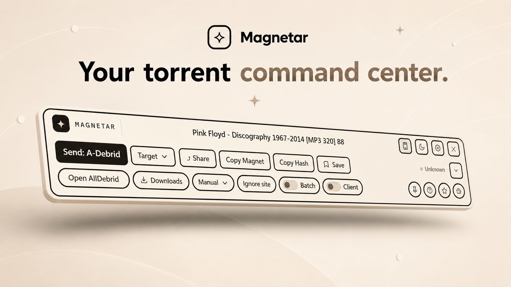 Magnetar toolbar detecting magnet links and torrent hashes on a webpage