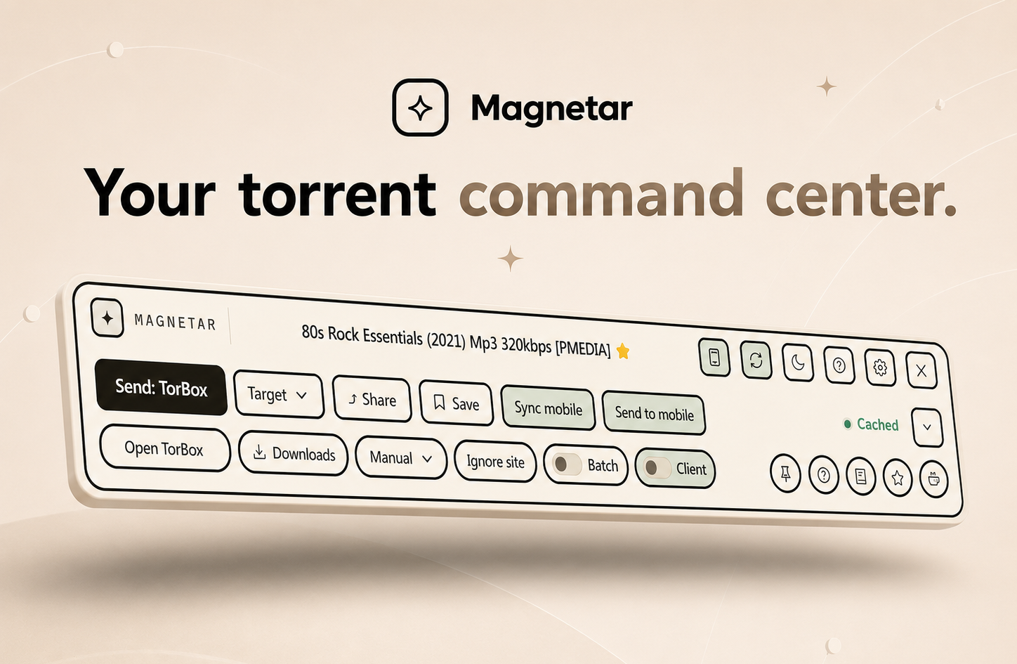 Magnetar toolbar detecting magnet links and torrent hashes on a webpage
